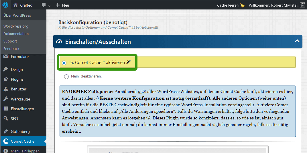 Comet Cache aktivieren