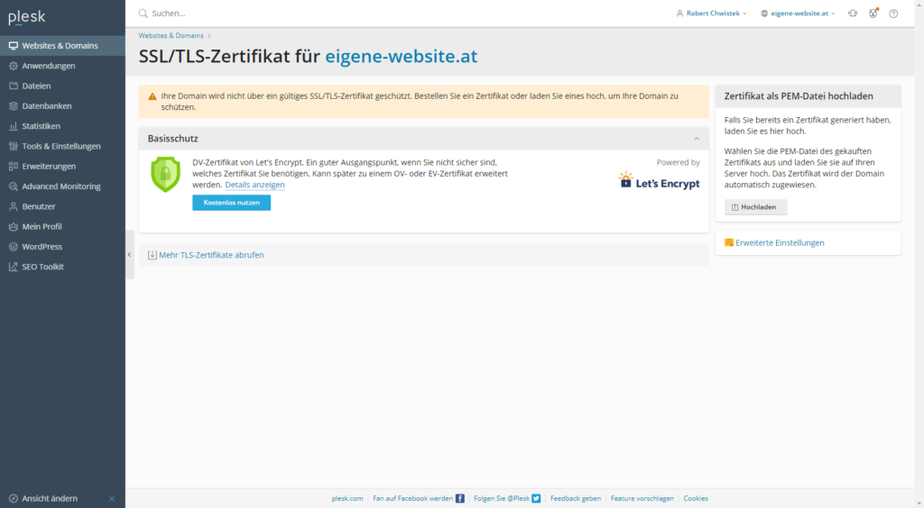 SSL Zertifikat installieren